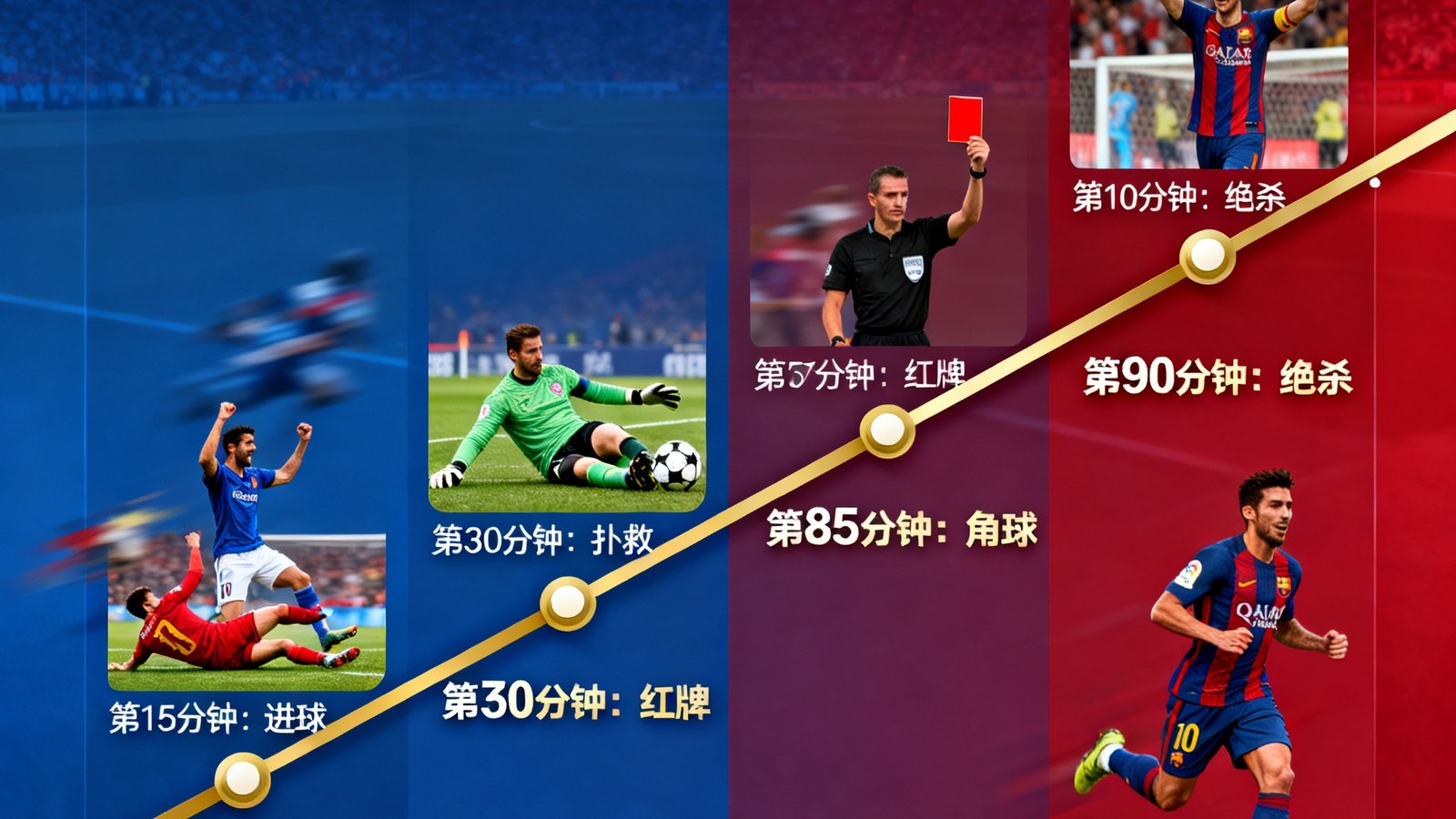 欧冠决赛全场集锦，包含进球、扑救和红牌等精彩瞬间，时间线预览